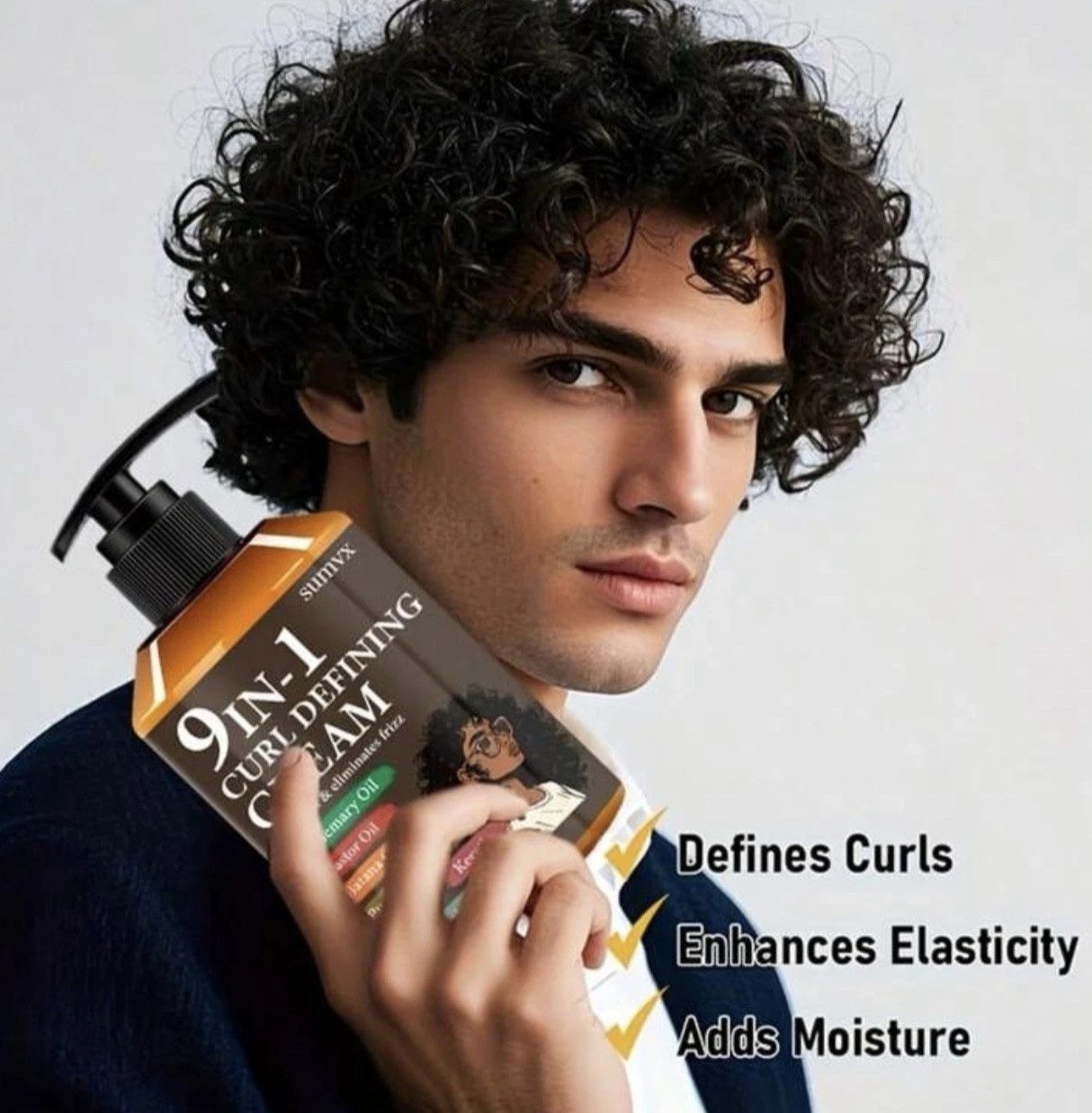 Sumvx 9-in-1 Curl Defining Cream Moisturizing Adult Unisex Styling Cream 9.5 0z