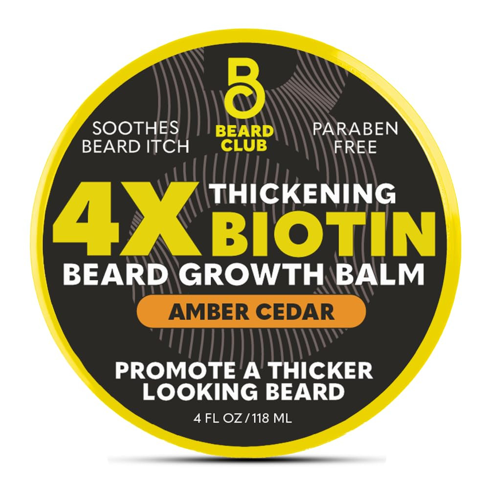 Biotin Beard Balm for Men – Beard Growth Shea Butter with Castor & Coconut Oil –