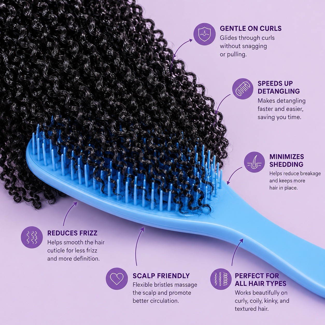 Blue Paddle Detangling Brush for Wet & Dry Hair, All Hair Types, Plastic