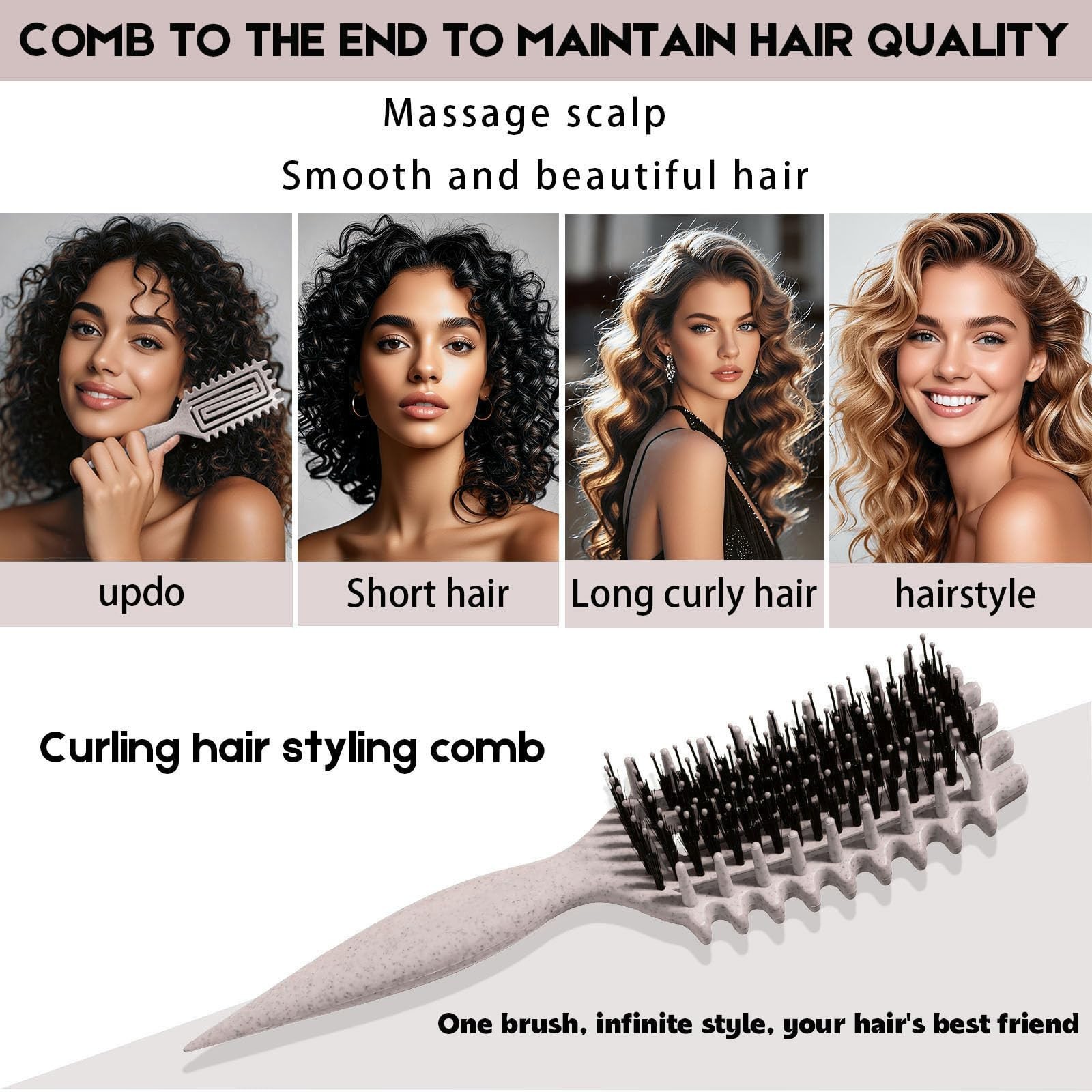 Curly Hair Detangling Brush for Shaping & Defining Curls – Wet & Dry Use, Black