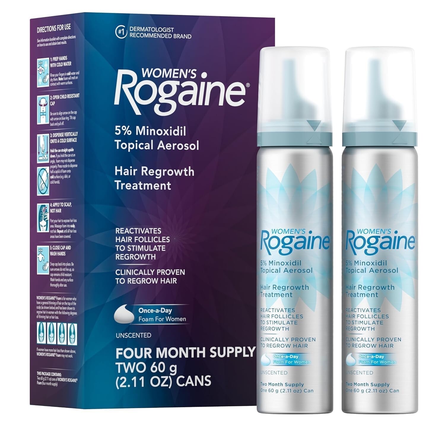 WOMEN’S ROGAINE 5% Minoxidil Topical Aerosol Unscented Foam (BRAND NEW IN BOX)