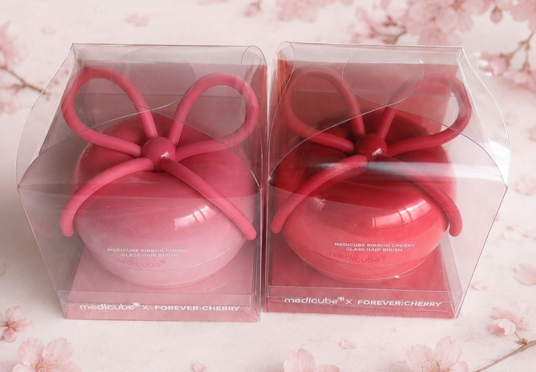 IVE Wonyoung Medicube FOREVER CHERRY Ribbon Hair Brush Pink Red Set Limited