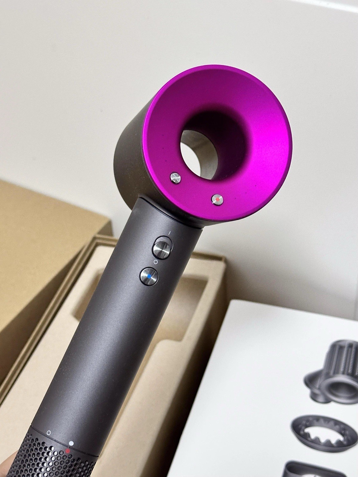 High quality Hair Dryer Gray/Pink with Diffuser Attachments & Box