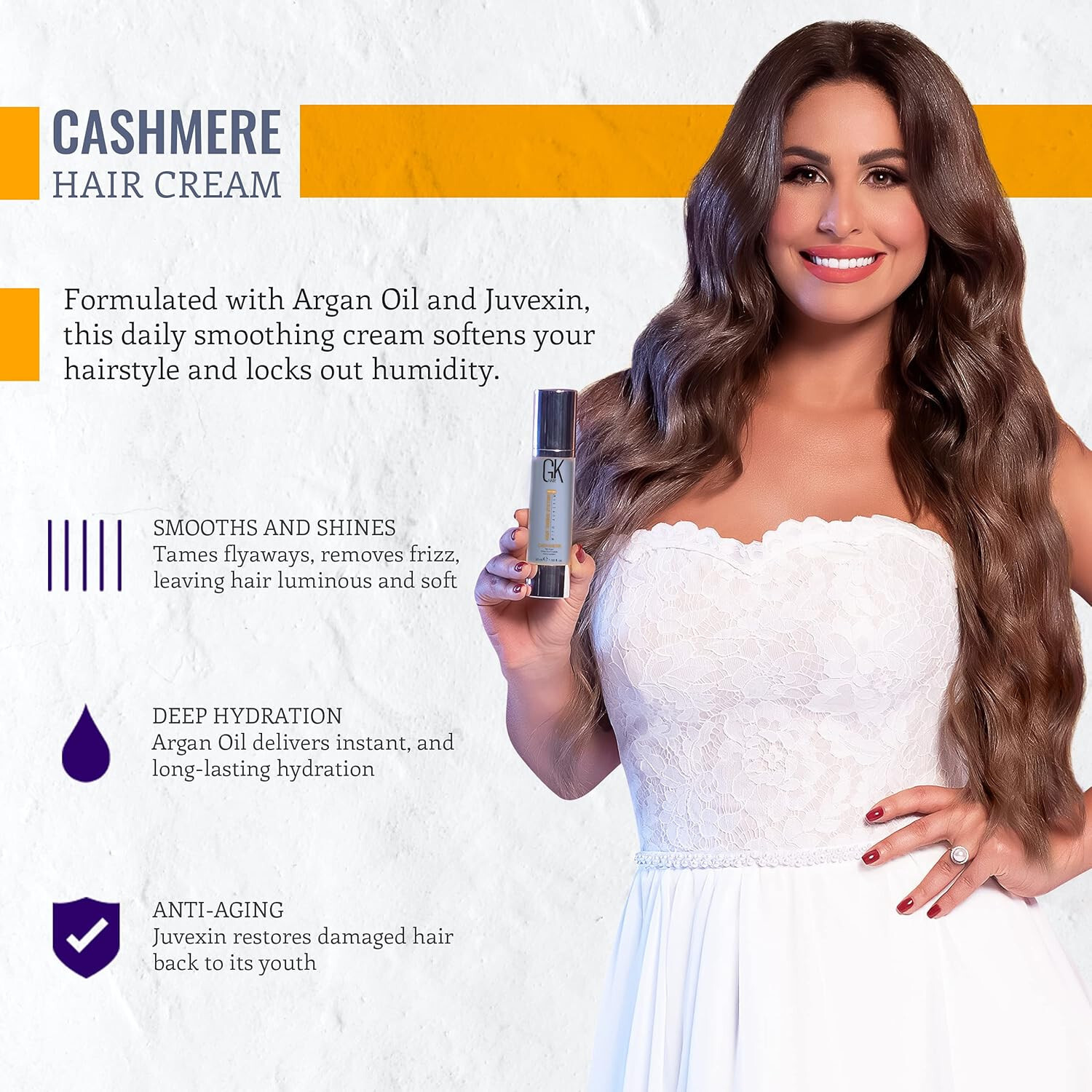 GK HAIR Cashmere Hair Cream Styling Smoothing Hydrates Dry Damage AntiFrizz 50ml