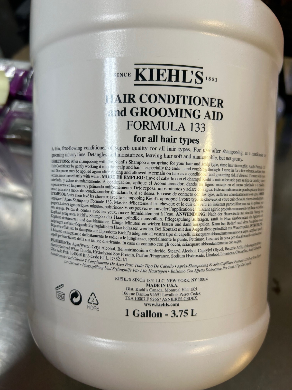 1 Gal Kiehl’s Hair Conditioner & Grooming aid 4 All Hair Types KIEHLS Formula133