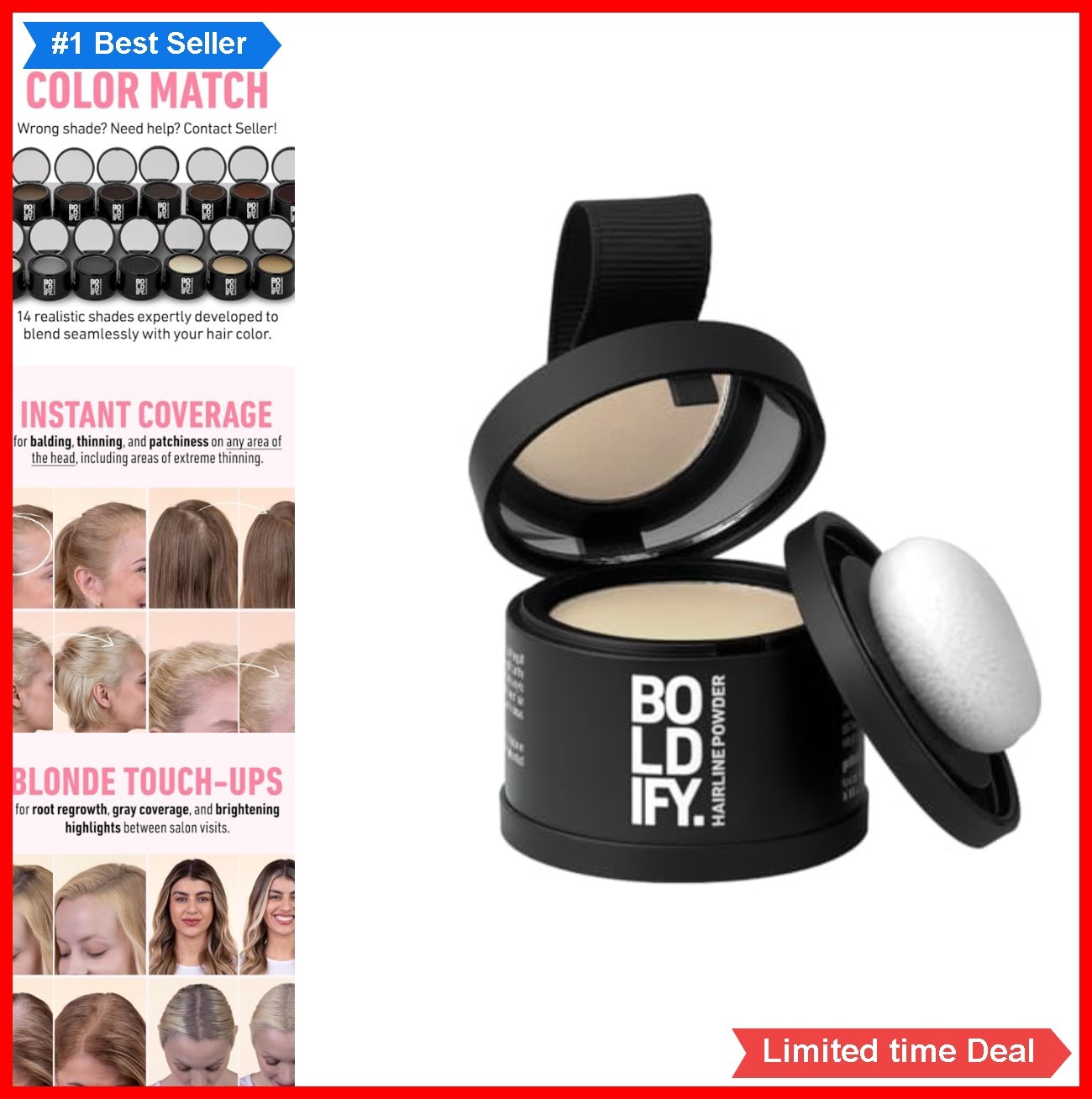 Hair Root Touch Up Powder Light Blonde Compact Thinning Hairline Coverage Gray