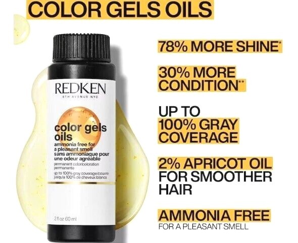 REDKEN Color Gel Oils Ammonia Free Permanent Hair (Please Select Shade) 2 Oz