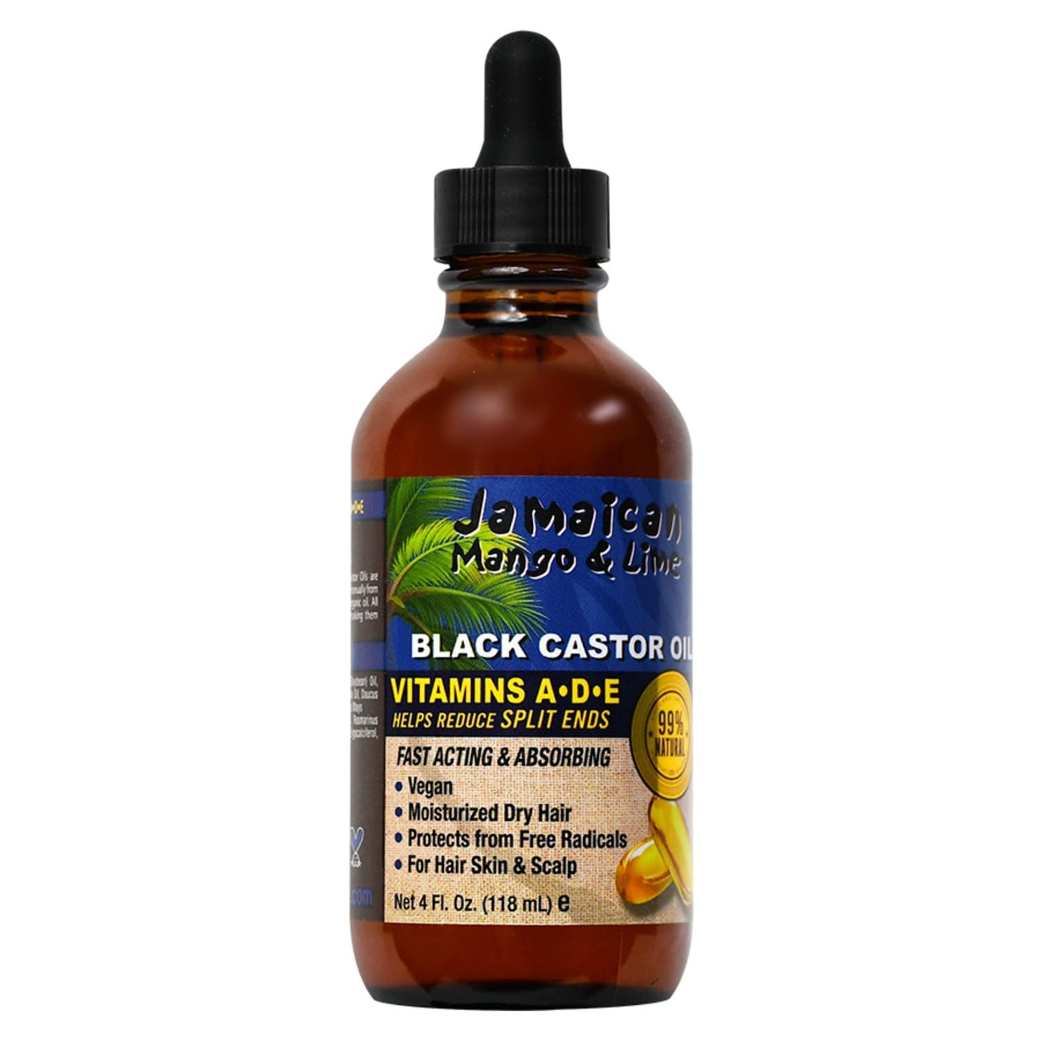 Jamaican Mango & Lime Black Castor Oil 4 Fl Oz (Pack of 1), vitamin a, d & e