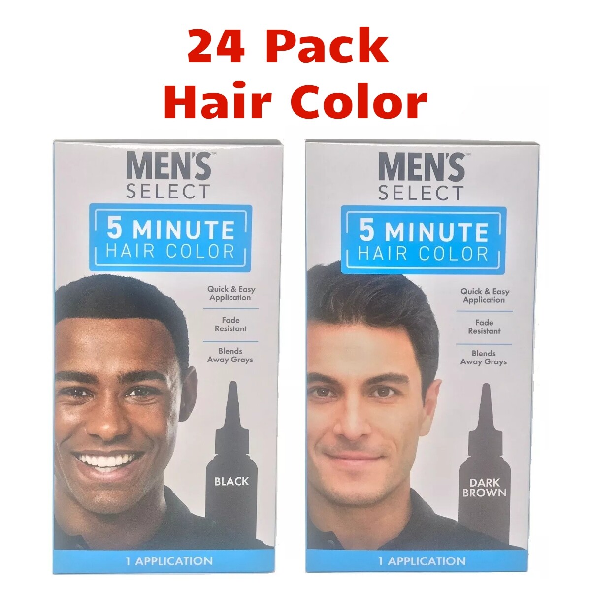 24 Pack Mens Select Hair Color Dye Black or Dark Brown 5 Minute Gel Men Coloring