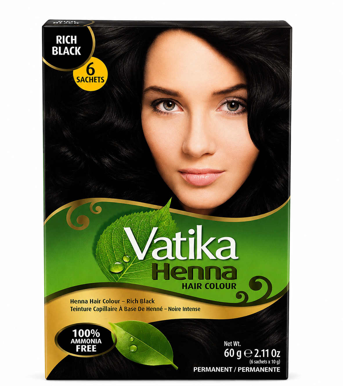 Vatika Henna Hair Dye Powder Rich Black , 60g