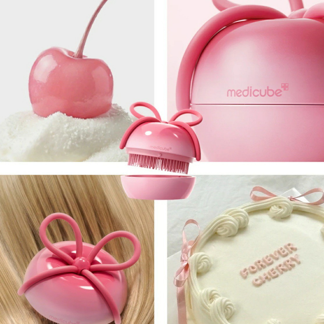 Medicube FOREVER CHERRY Ribbon Cherry Hair Brush Pink Limited Edition Korea