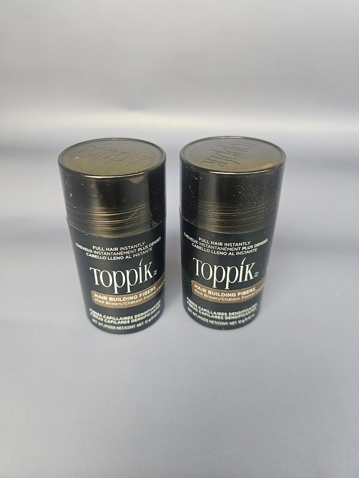 2 Pack TOPPIK Safe & Natural Hair Building Fibers All Types 0.42 oz Medium Brown
