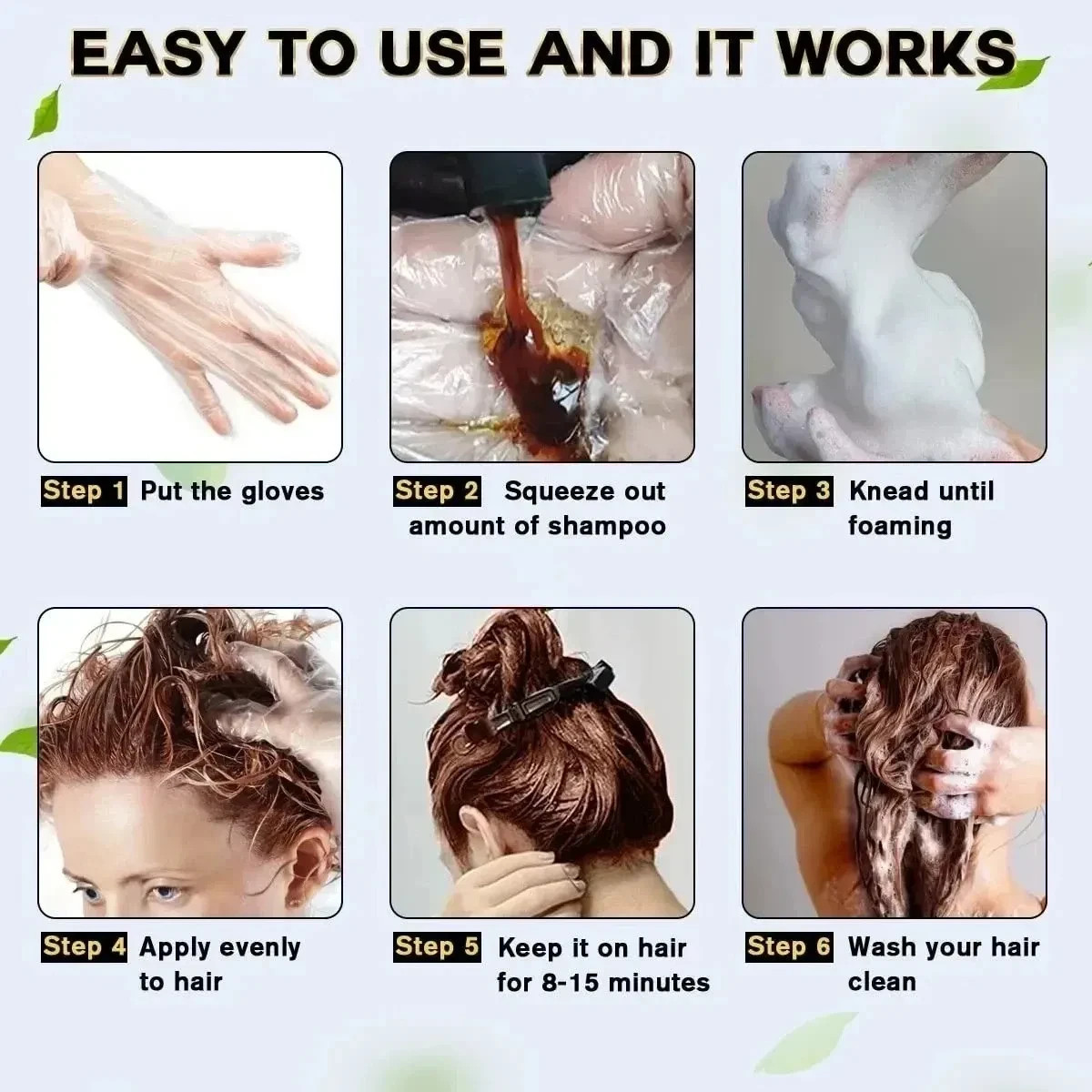 Black Hair Dye Shampoo 3 in 1 Instant Color Herbal Ingredients for Men/Women US
