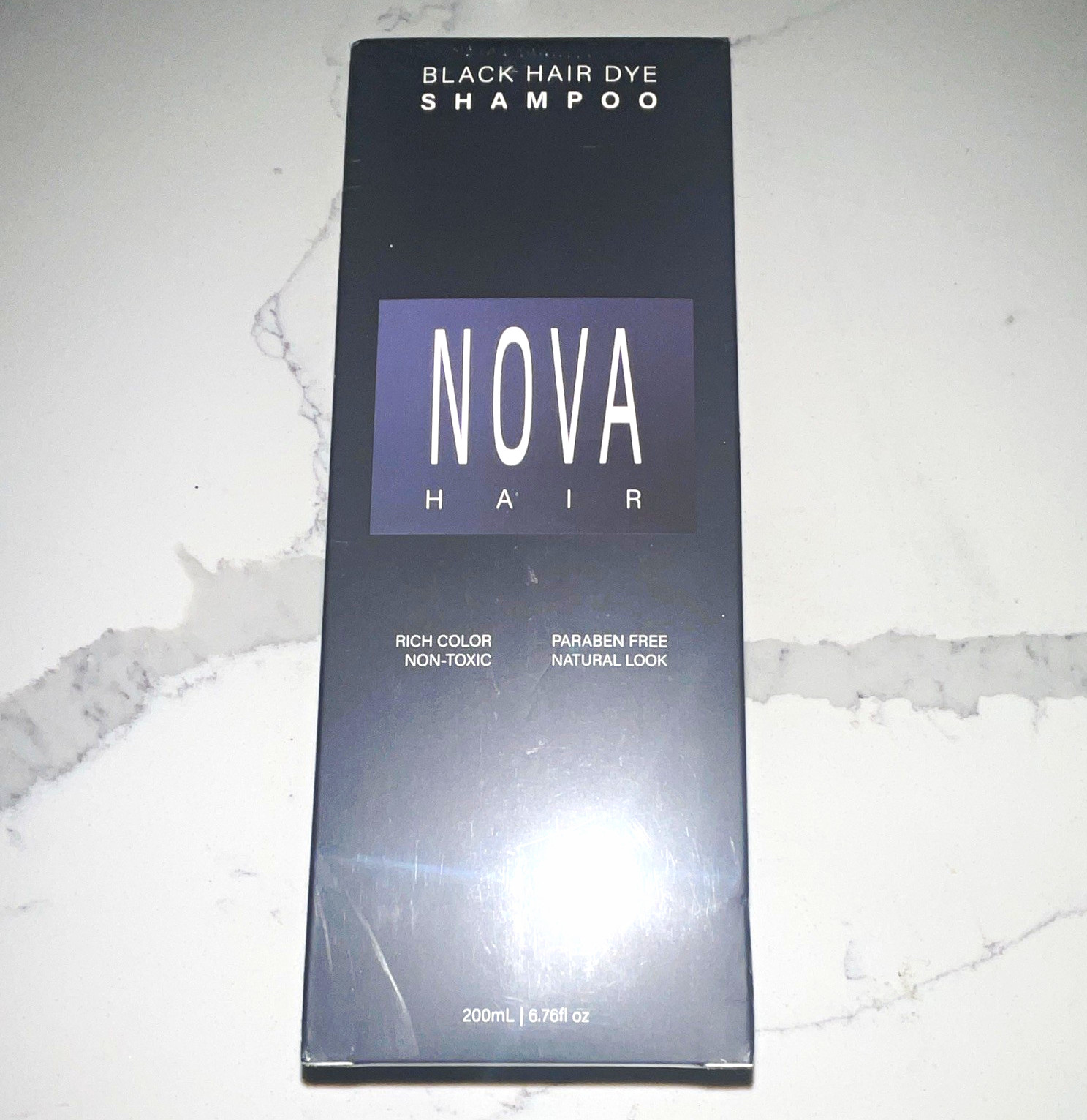 NOVA HAIR Black Hair Dye Shampoo Paraben-Free Non-Toxic 200ml/6.76 fl oz