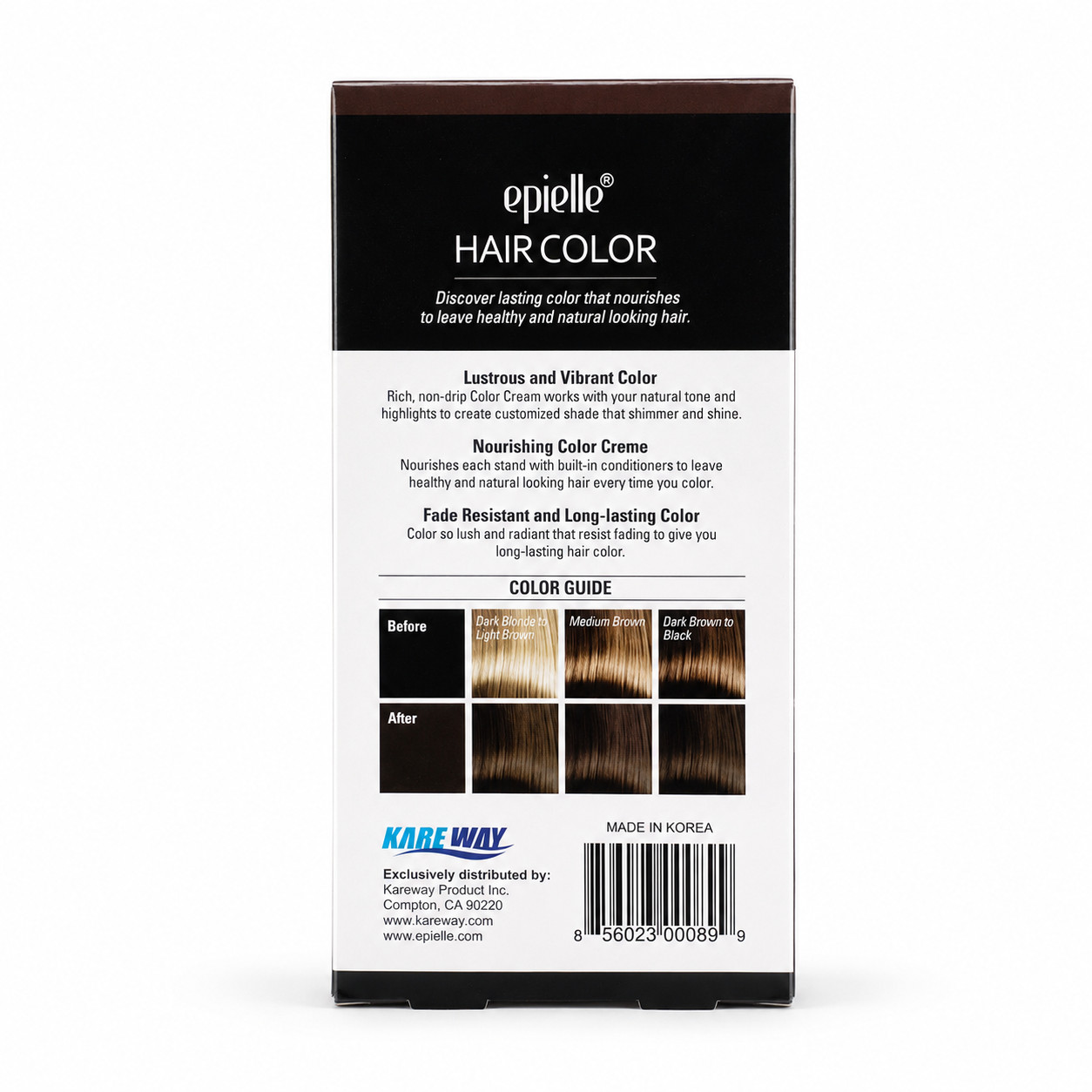 2PC – Epielle Korean Permanent Cream Hair Color Dark Brown Ammonia Free Kit