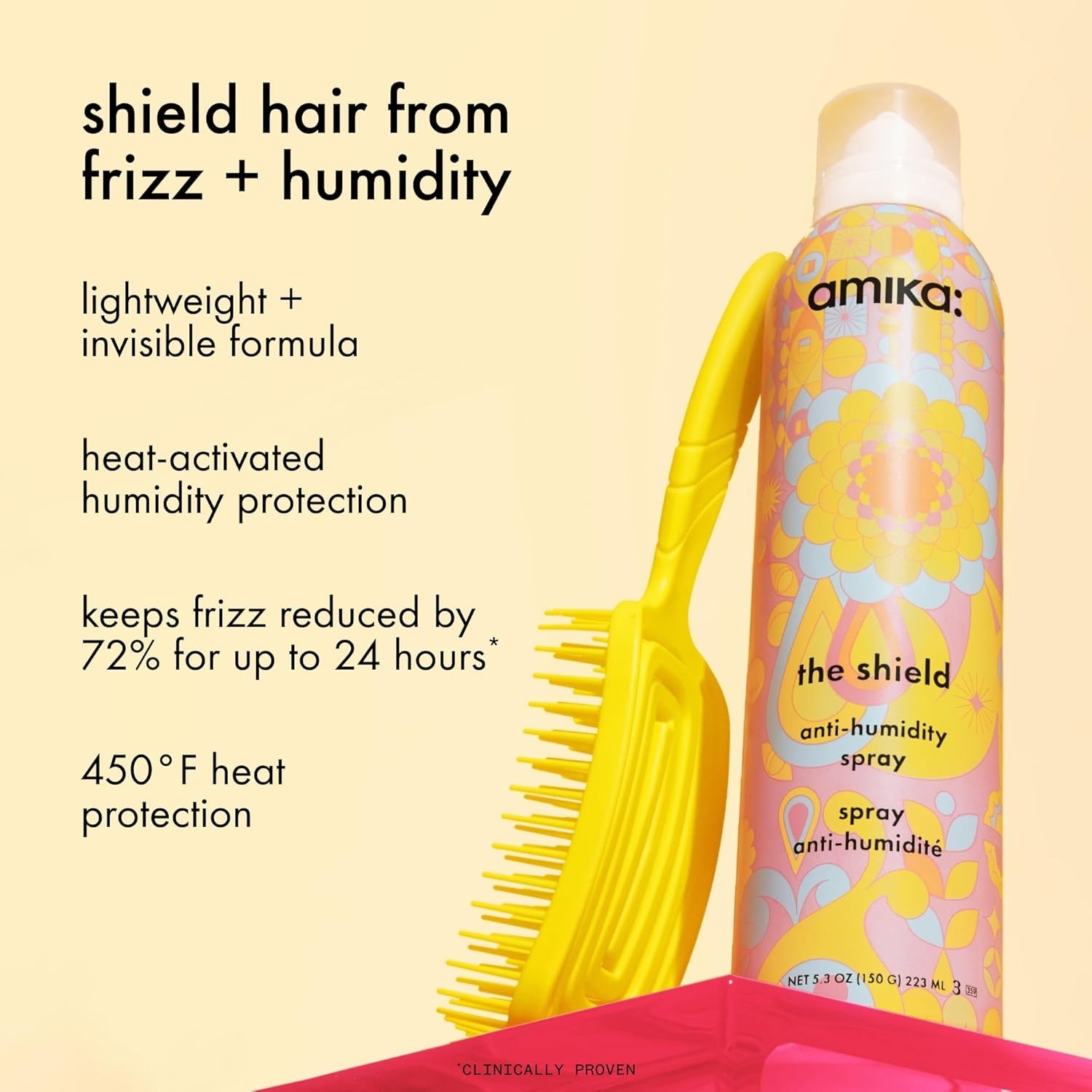 Amika The Shield Anti Humidity Heat Protection Spray with UV for Frizz Free Hair