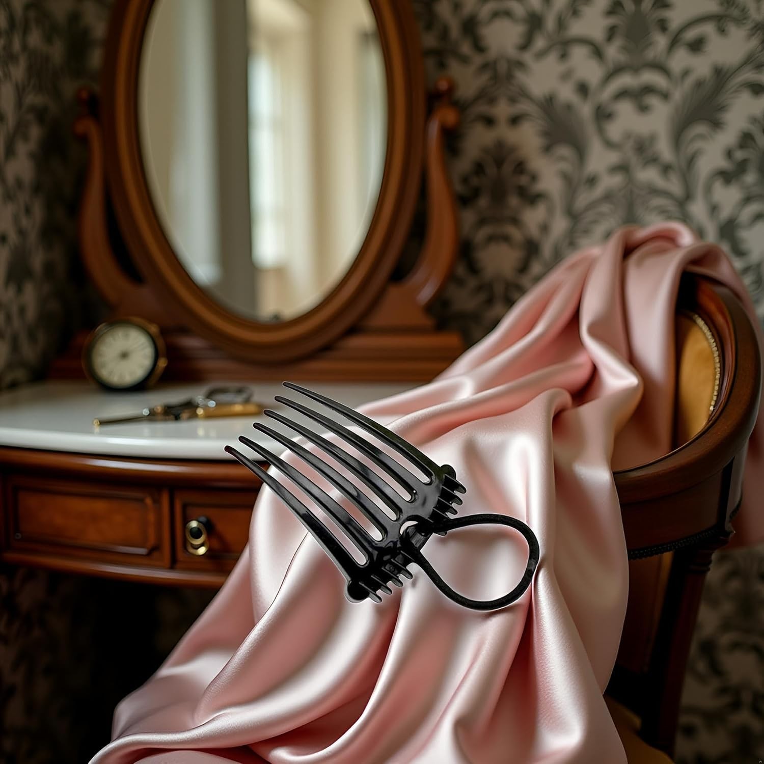 Black Bandette Comb, Comb with Elastic Band,Ponytail Bump It Up Volume Inserts