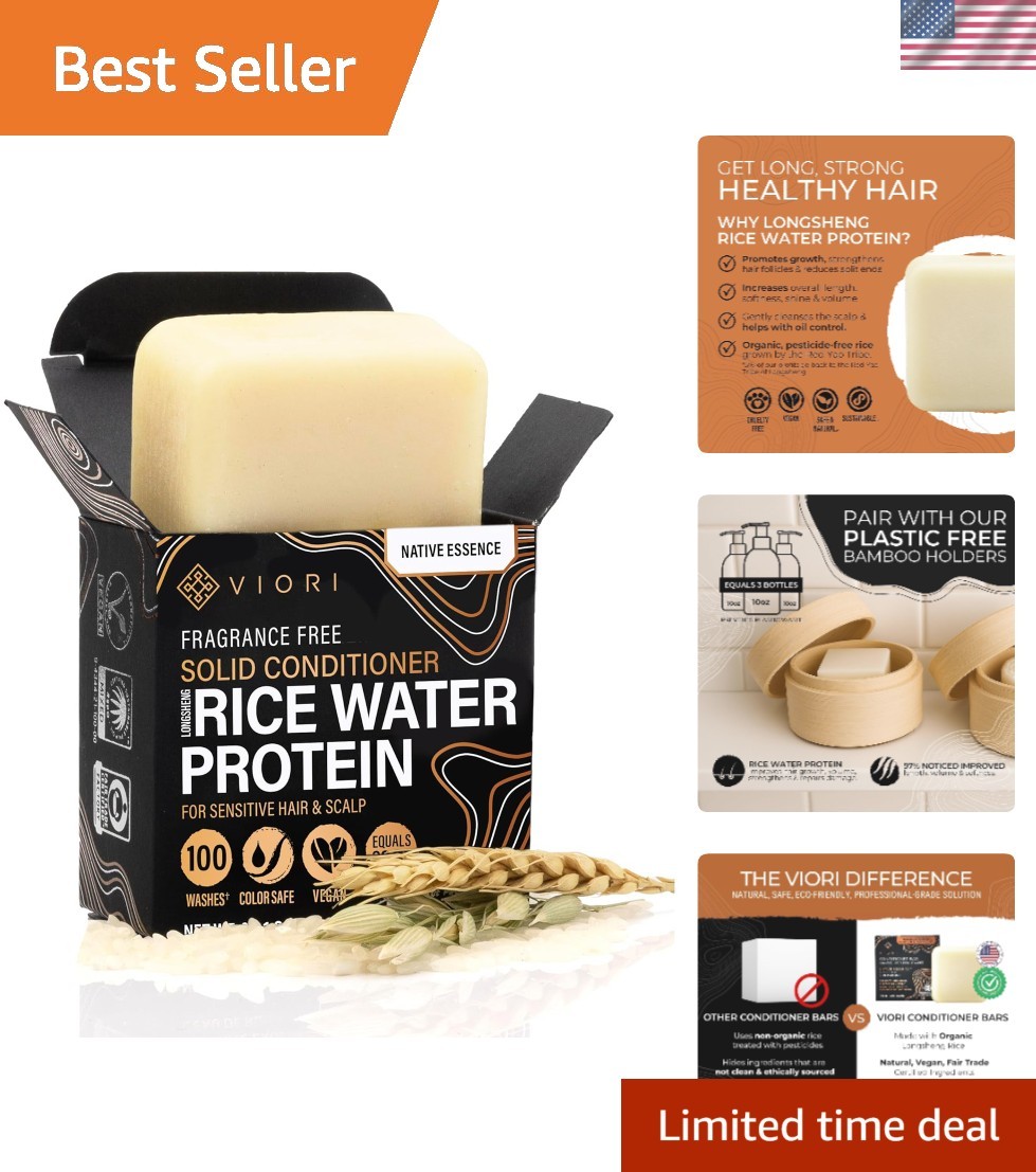 Organic Rice Water Conditioner Bar – , Moisturizing & Strengthening, 2.53oz