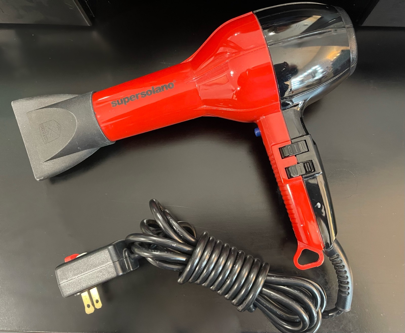 Solano-SuperSolano 1800 Watt Professional Hair Dryer Model 232 Red & Black Italy