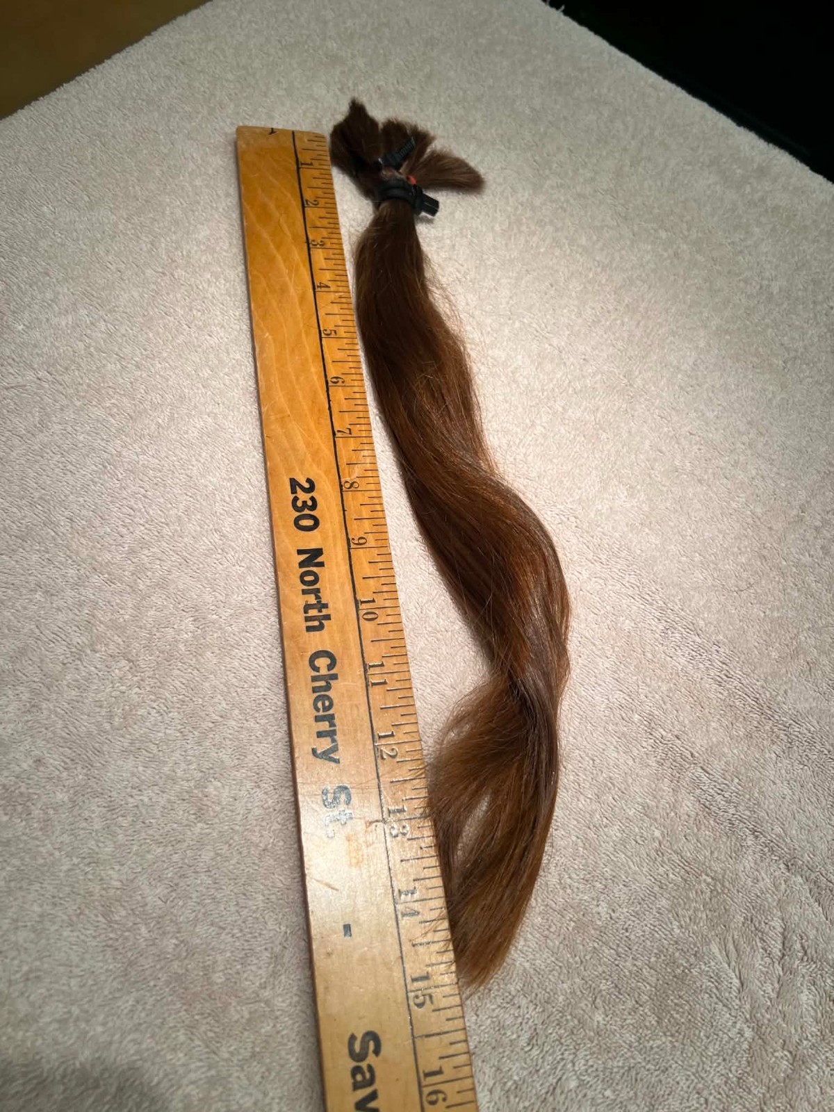 15″ Human Adult Female Light Brown Hair Ponytail Very Soft Recently Cut