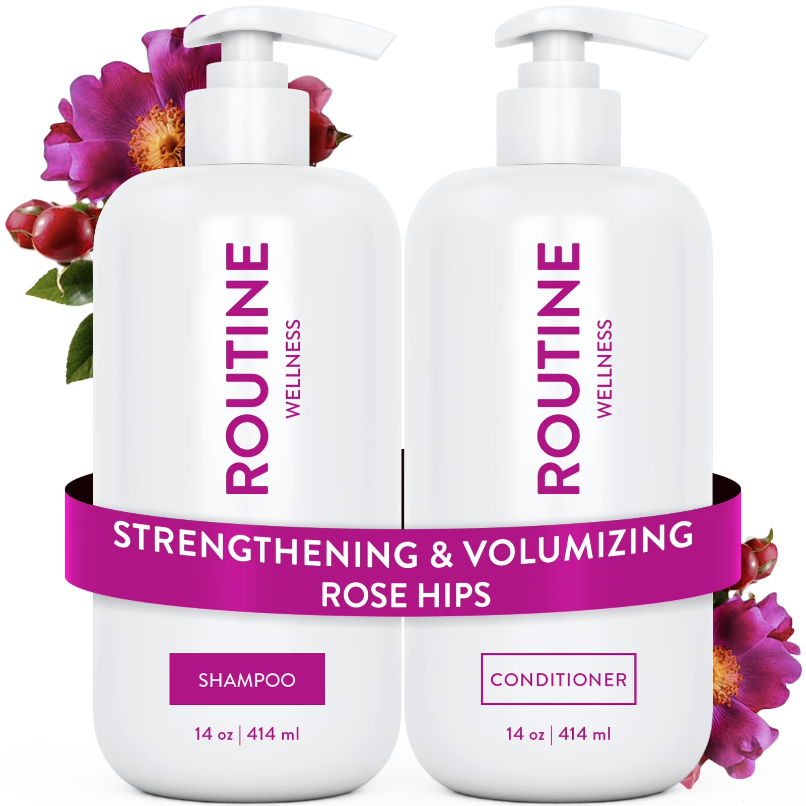 Routine Wellness Shampoo & Conditioner Set Strengthening Hair Rose Hips