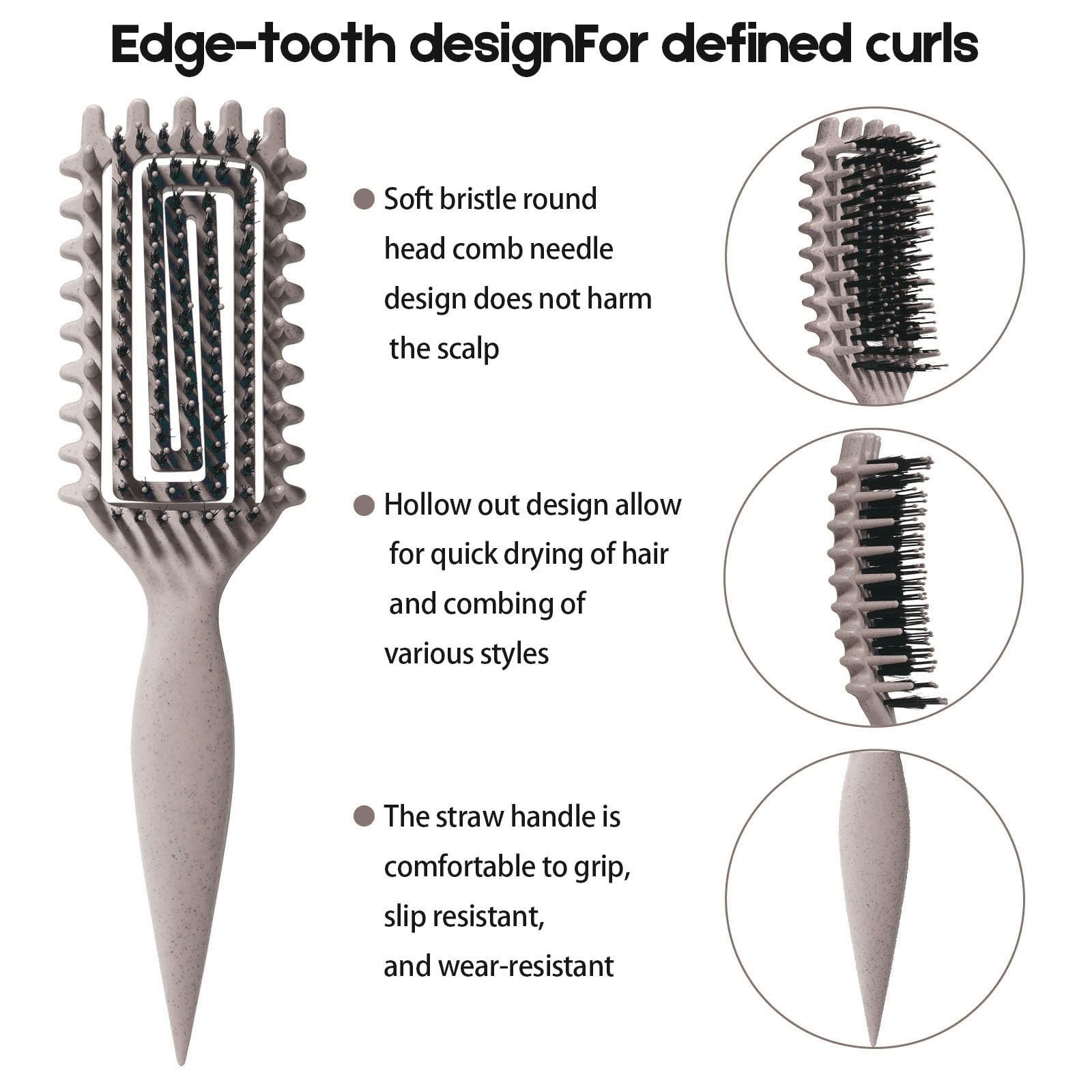 Curly Hair Detangling Brush for Shaping & Defining Curls – Wet & Dry Use, Black