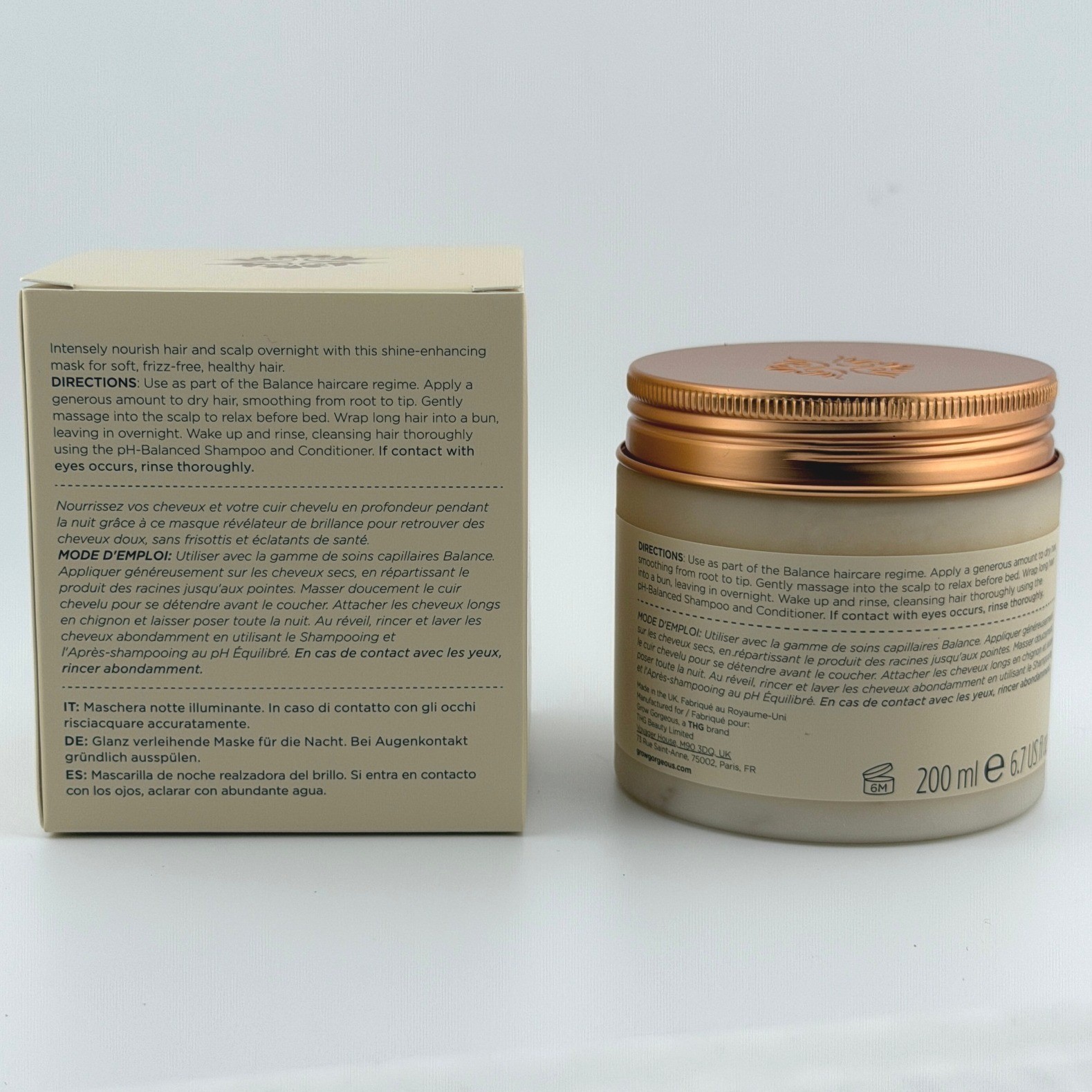 Grow Gorgeous Balance Shine-Enhancing Overnight Mask 200ml – 6.7 fl oz NIB