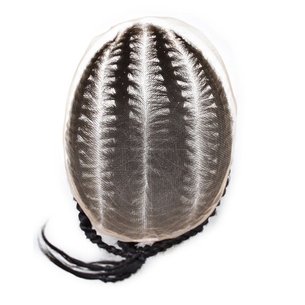 Cornrow Braids Toupee for Men Hairpiece Box Braided Mens Hair Unit Male Braiding