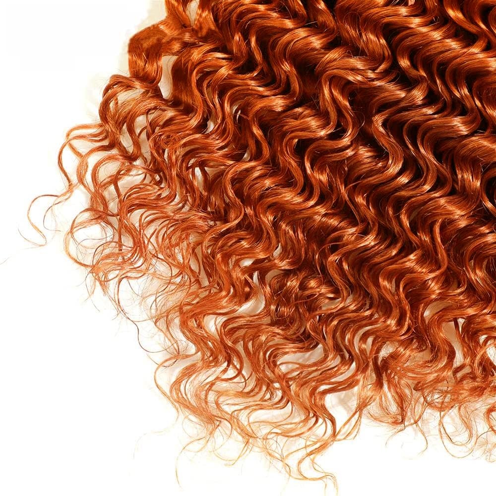 WuvuSnm 350g Human Hair Bundles 24-28 inch Ginger Deep Wave