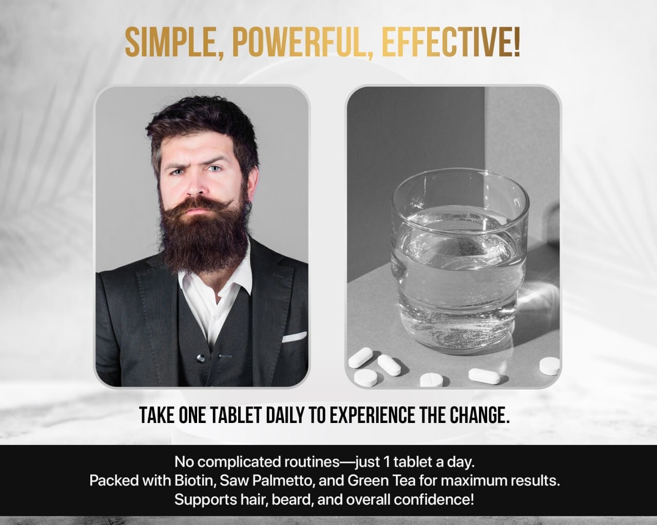 Hair Growth Vitamins For Men – Anti Hair Loss Pills. Regrow Hair & Beard.60days