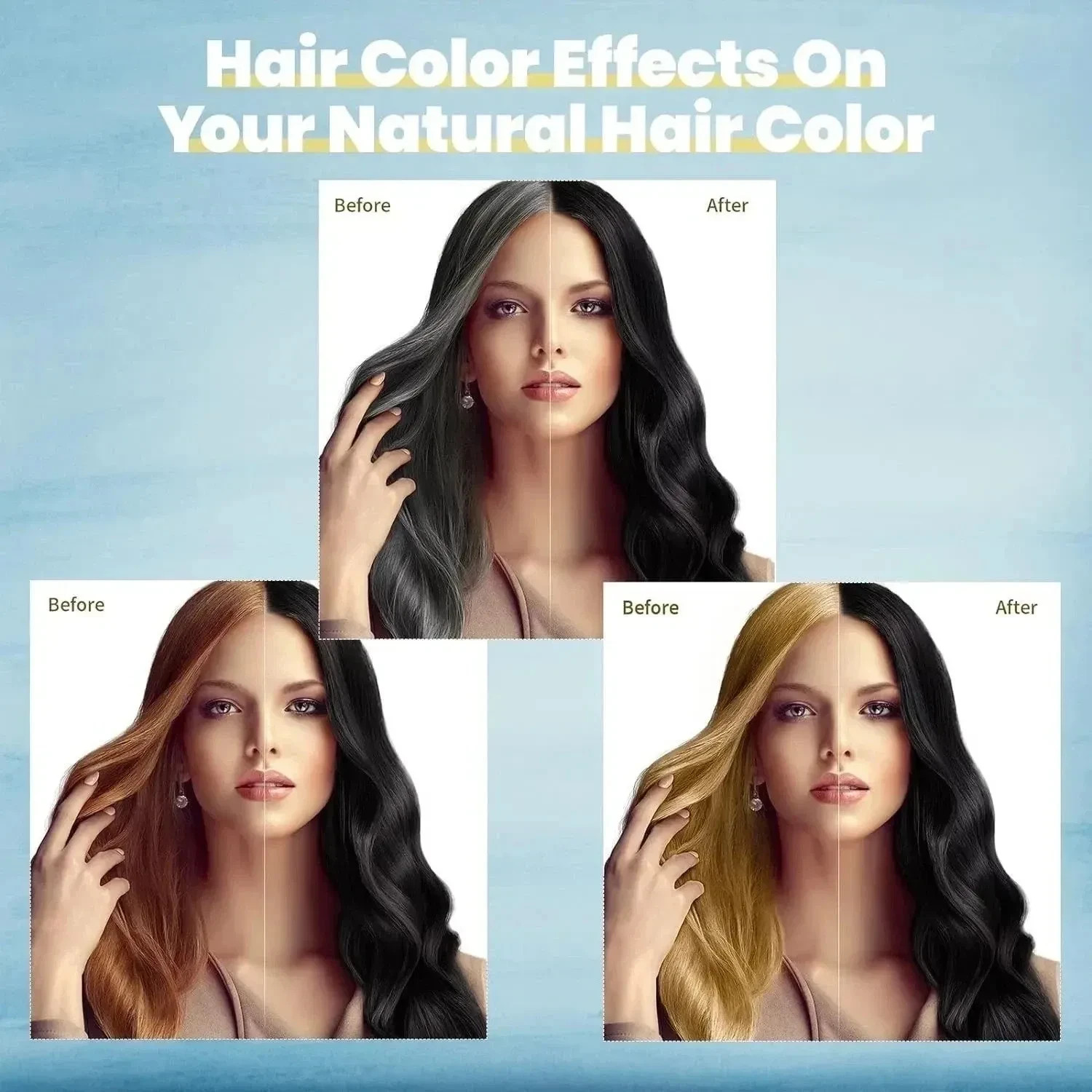 Black Hair Dye Shampoo 3 in 1 Instant Color Herbal Ingredients for Men/Women US