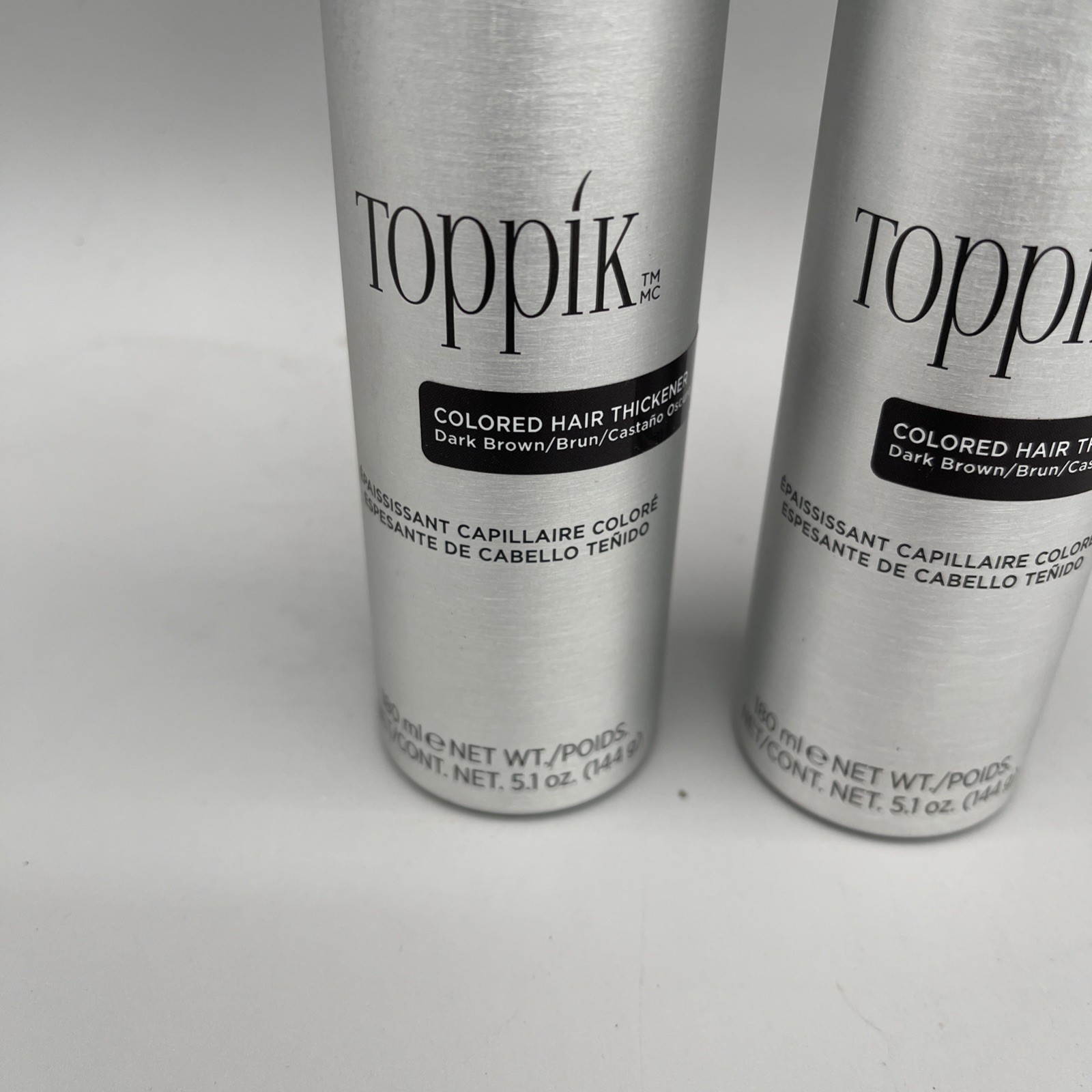 2 Pack Toppik Colored Hair Thickener Dark Brown 5.1oz (144g) Brand New