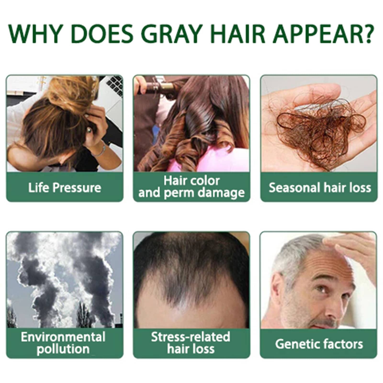 100% Natural Herbal Instant Gray Root Coverage Hair Color Oil for White Hair