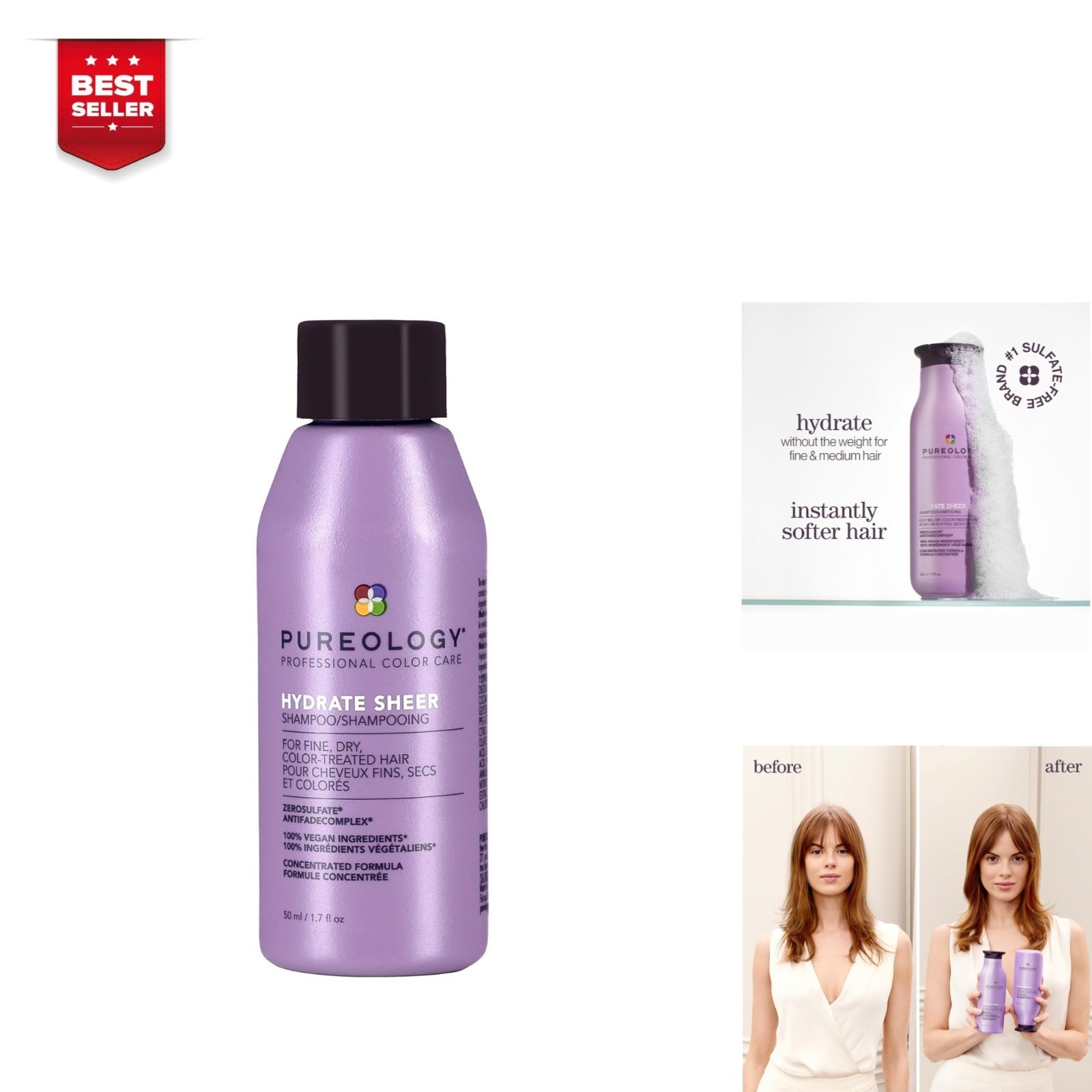 Pureology Hydrate Sheer Shampoo 1.7 fl oz – Vegan & Paraben Free