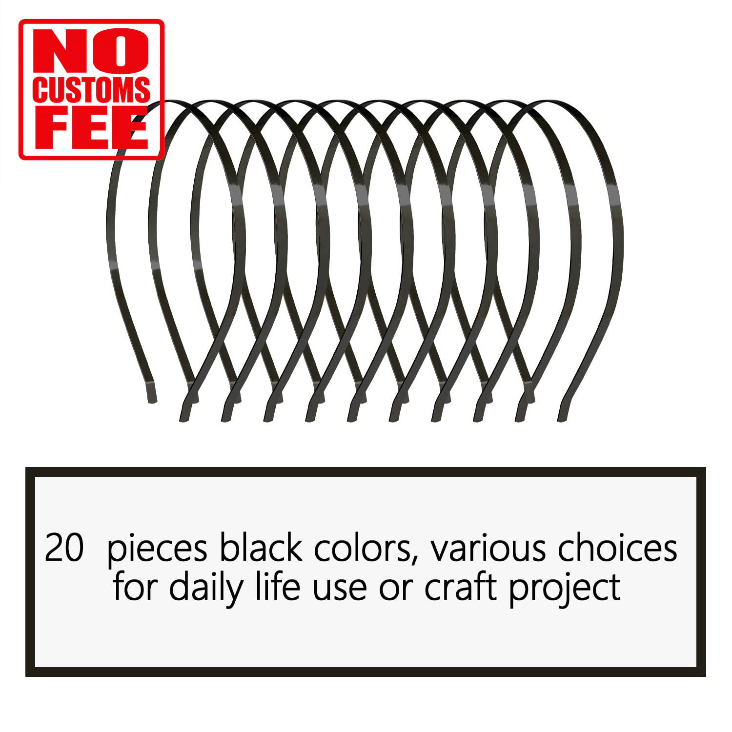 20 Pack Bulk 5 MM Wide Thin Silver Gold Black Plain Blank Hard Metal Headbands B