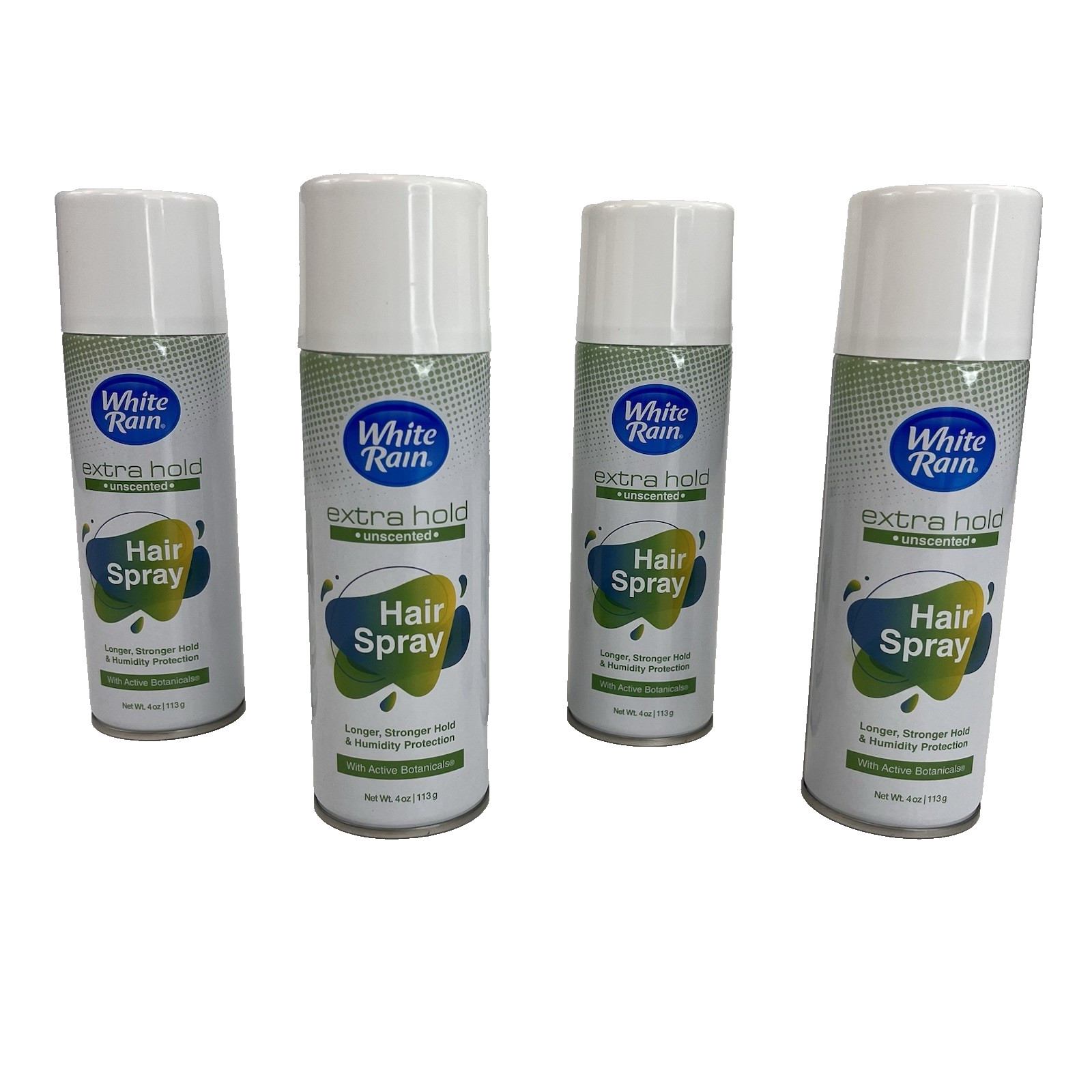 White Rain Hairspray 4 Pack Extra Hold Unscented Aerosol 4oz Long Lasting