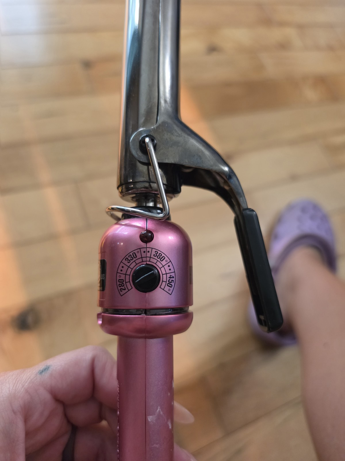 Pink 1 in Curling Iron Adjustable Heat Settings Up to 450°F Electric