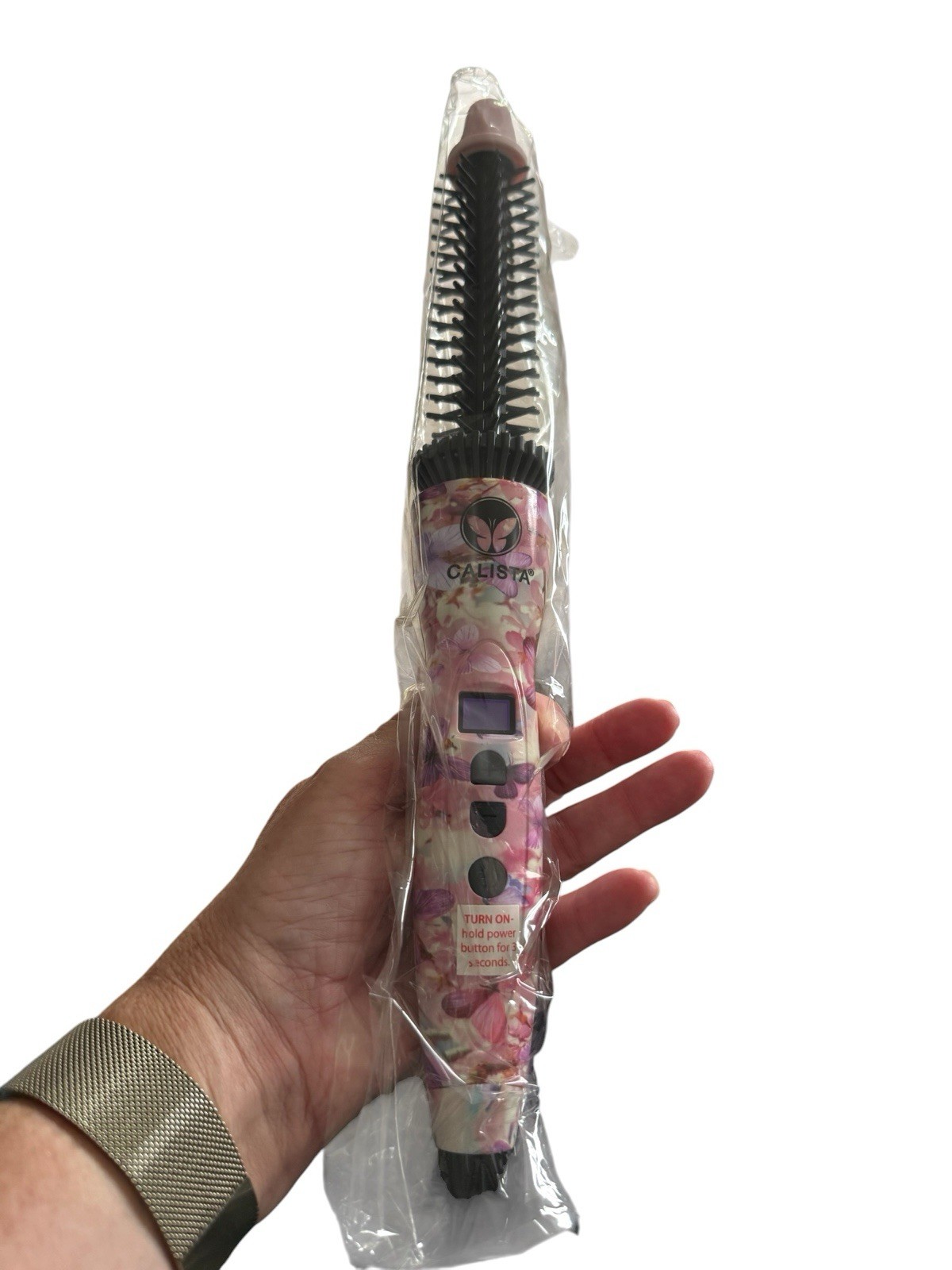 Calista NIB Perfecter Pro Thermal Brush , size .5 in, pink butterflies