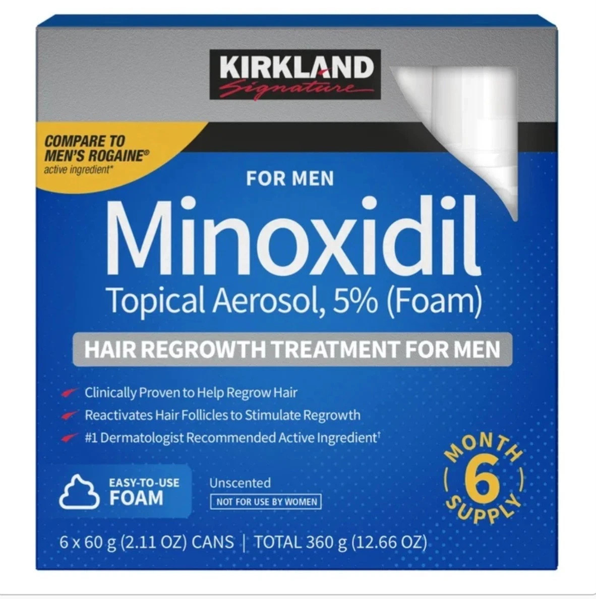 Hair Regrowth for Men – Kirkland 5% Minoxidil Foam (6 Month Supply)