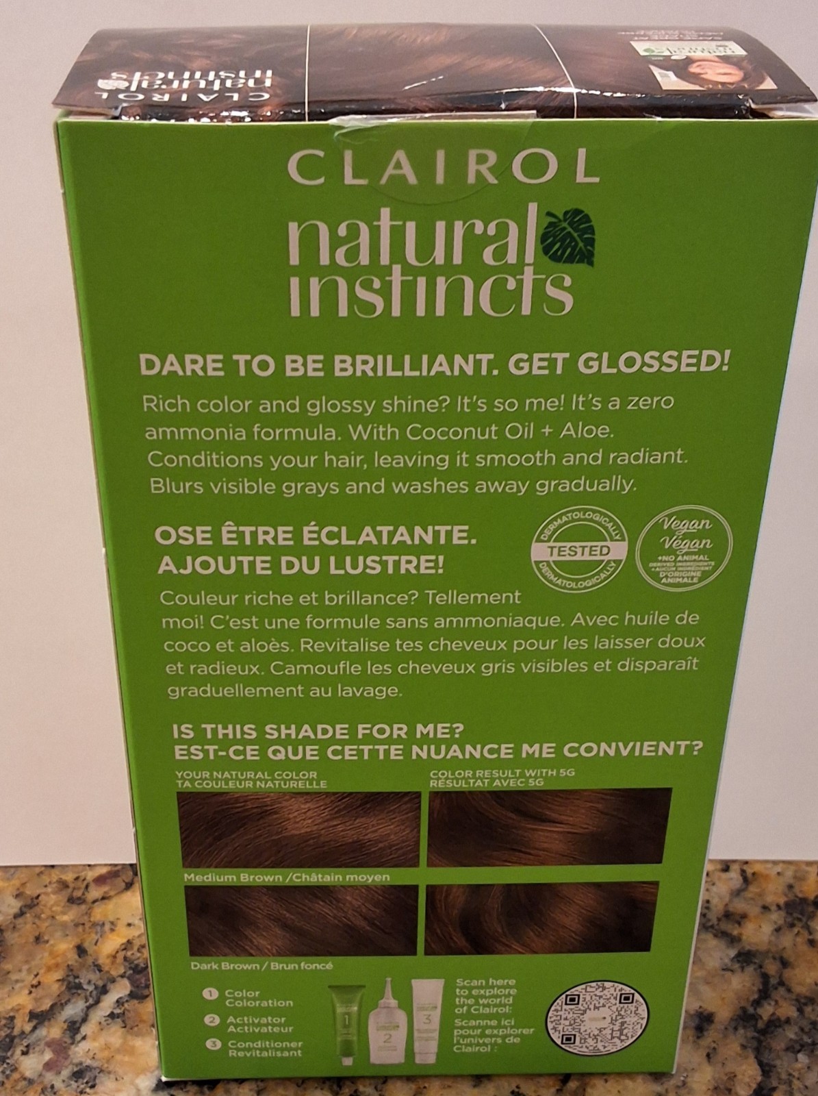 Clairol Natural hair color 5G medium golden brown / 4 packs ( no conditioners)