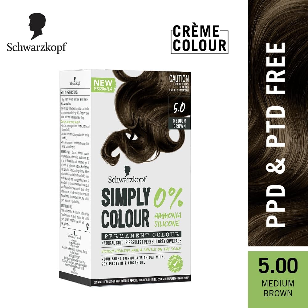 10 X chwarzkopf Simply Colour Permanent Hair Colour 5.0 Medium Brown