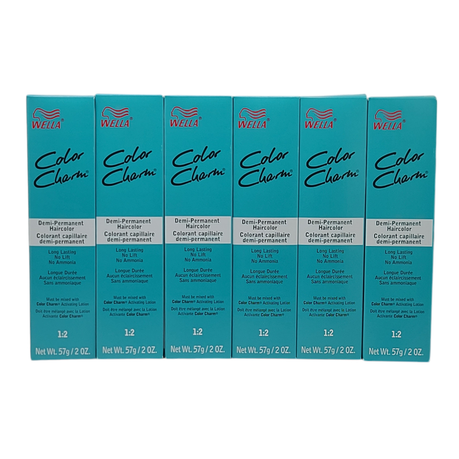 6 Pack Wella Color Charm Permanent Gel Hair Color 6RV 6/45 Fiery Red – 2 oz