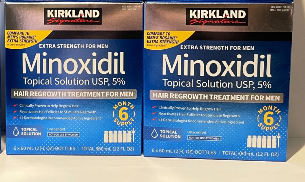 KIRKLAND 5% Minoxidil Solution (12 Month, 2 Boxes) Men Hair Regrowth Ex. 12/26