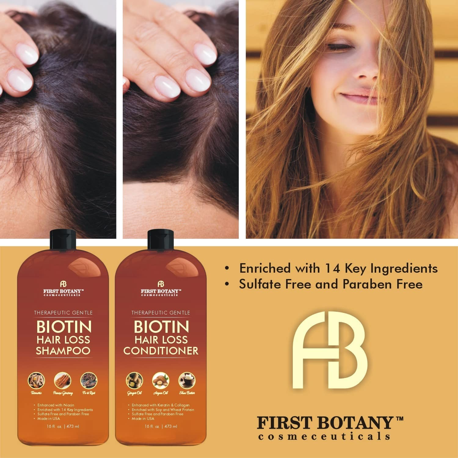 Hair Growth Shampoo & Conditioner Set with DHT Blockers, Sulfate-Free