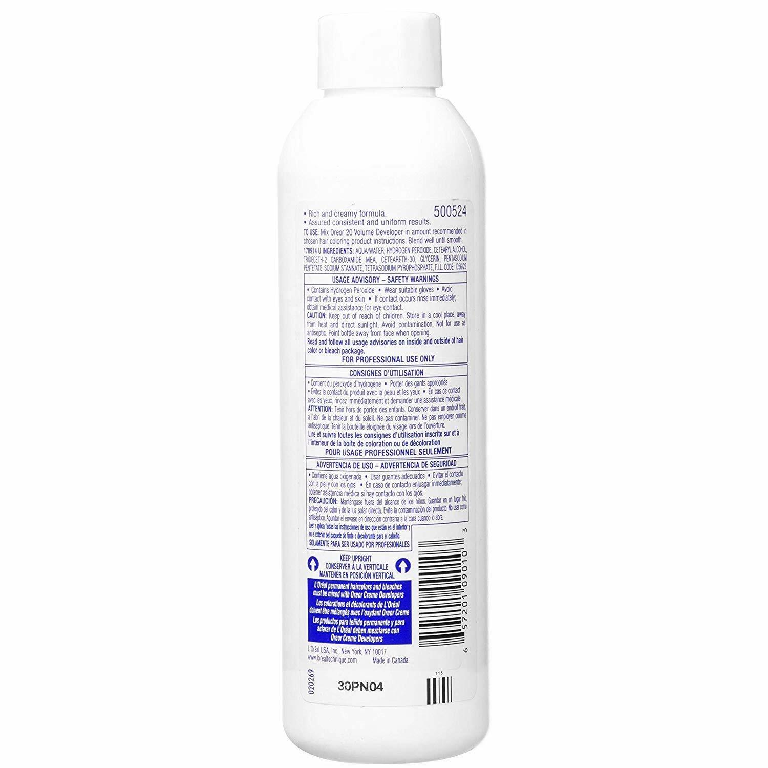 L’Oreal Oreor Creme Developer – 20 Volume 8 OZ