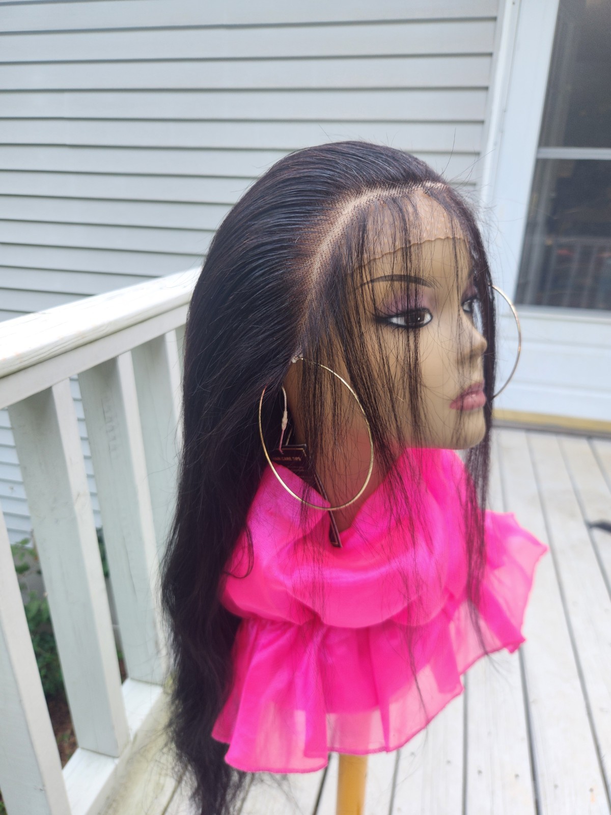 Pre-everything Lace Front Wig Straight Black Long Natural Look Women Adult