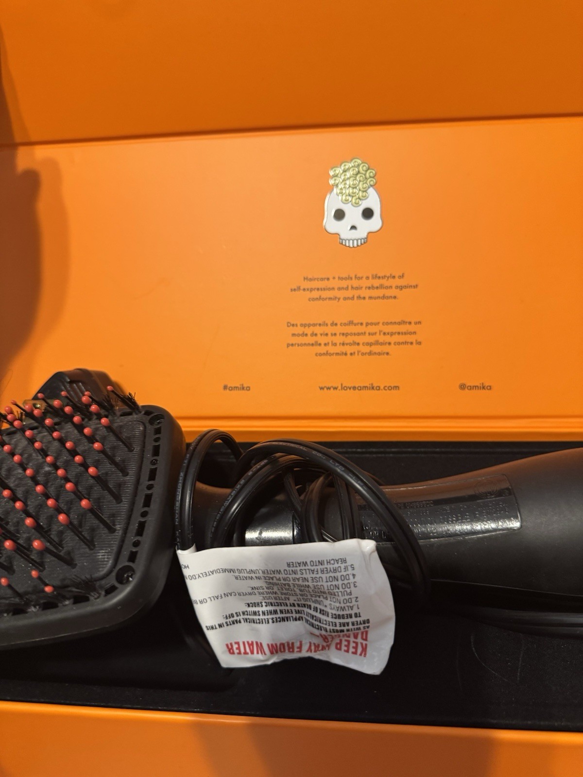 amika Hair 2.0 Blow Dryer Brush Dryer Hot Air Brush, Electric, Black