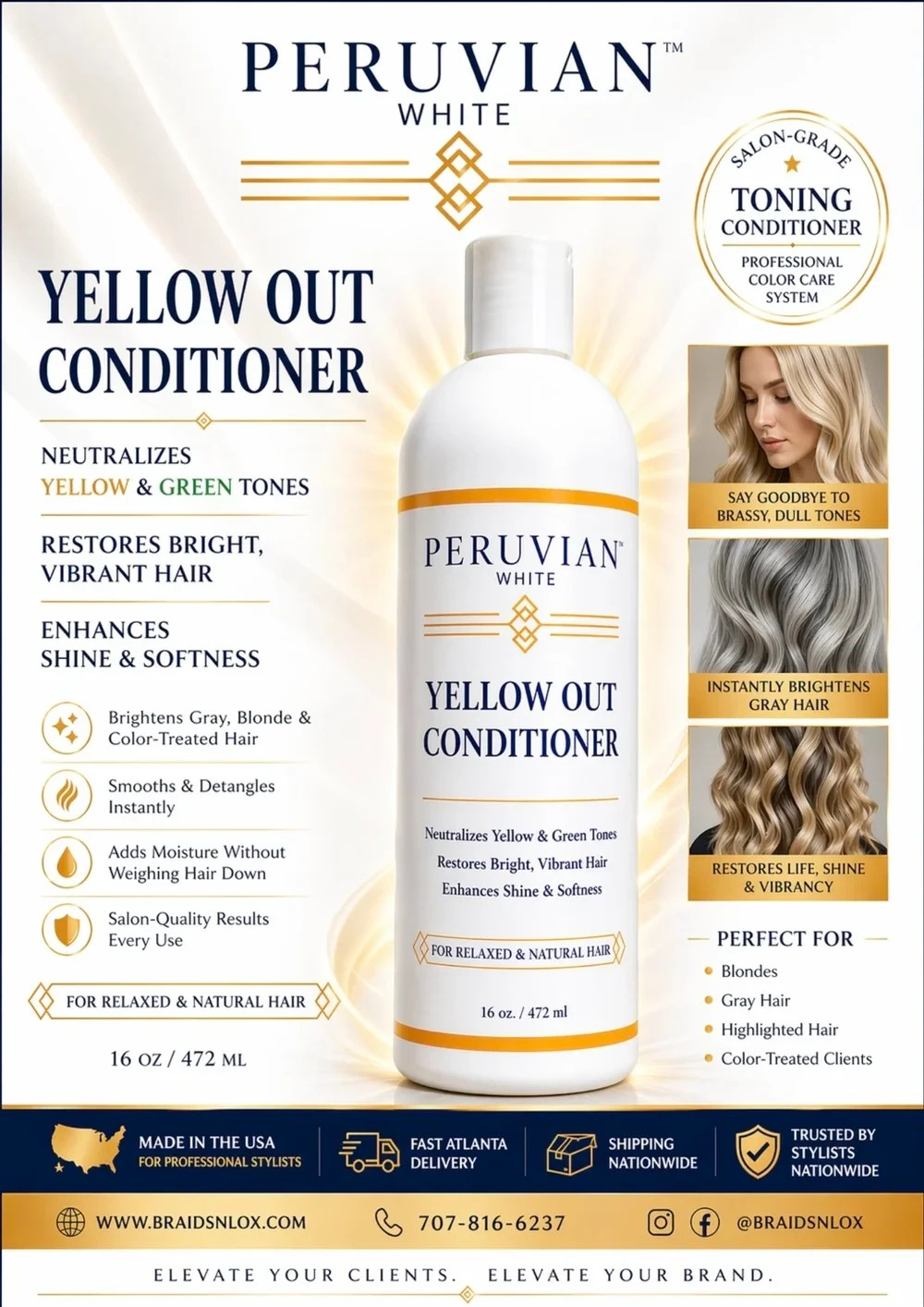 Peruvian White Yellow Out Conditioner Brightens Gray Hair 16oz