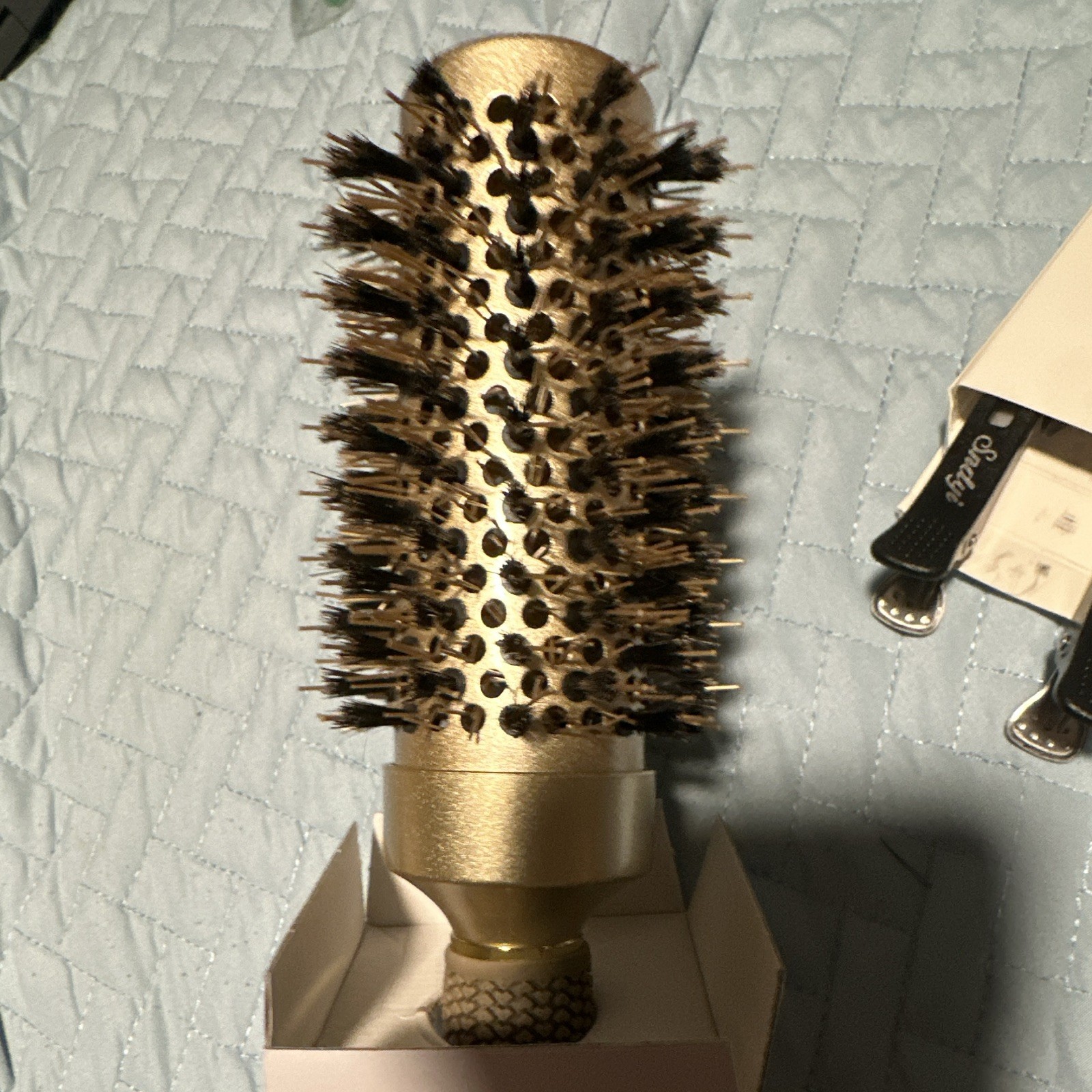 Snelyi Ventilated Round Hair Brush Gold/Black Metal & Plastic 10 in