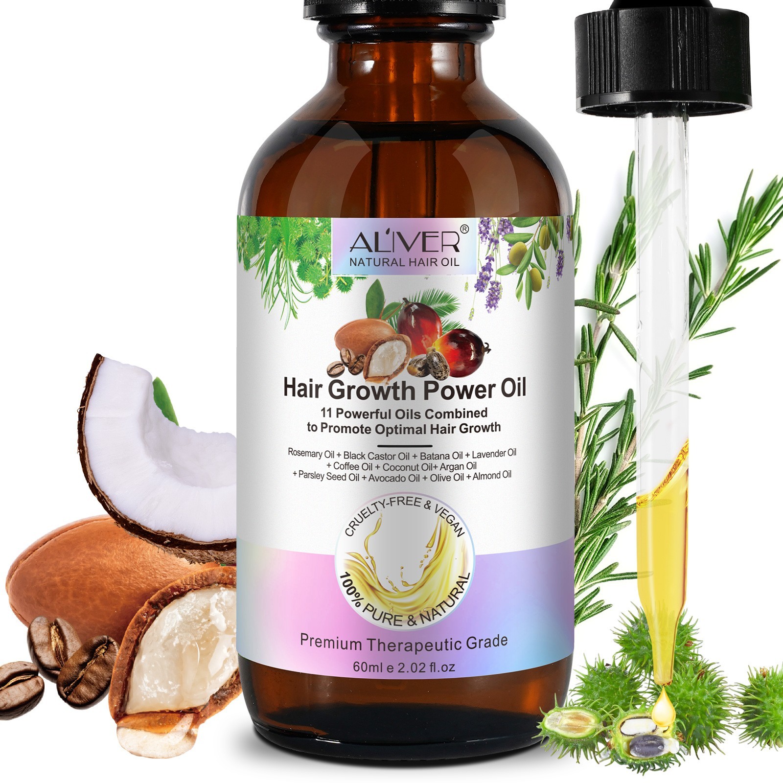 Aliver Hair Growth Oil – Rosemary, Jamaican Castor & Batana Oil Blend 11-in-1